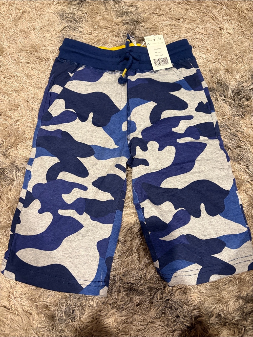 Kids Blue Camo Knit Shorts - Navy & Gray